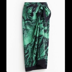 The White Lotus x H&M green elephant print large scarf coverup wrap skirt